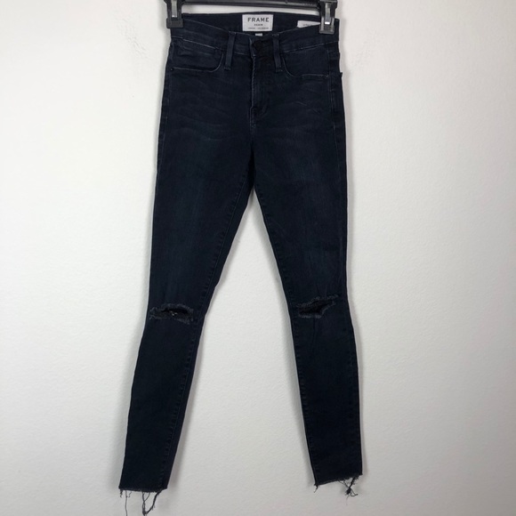 Frame Le High Skinny black ripped jeans 23 - Picture 3 of 8
